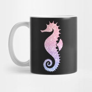 Pastel Pink and Purple Ombre Faux Glitter Seahorse Mug